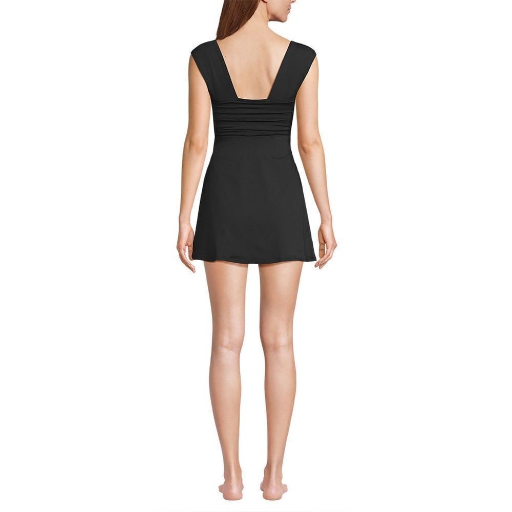 Land's End Plus Smoothing Square Neck Ruched one piece Swimsuit Ruched Black Var - Picture 5 of 6